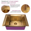 Transolid PUSB261911SB Studio 26-in x 19-in x 11-in 14 Gauge Single Bowl Undermount Stainless Steel Kitchen Sink With SinkPocket™, Bottom Sink Grid, And Flip-Top Sink Strainer, Satin Brass