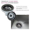 Transolid PUSB15159GM 15-in x 15-in x 9-in 14 Gauge Single Bowl Undermount Stainless Steel Kitchen/Bar Sink With SinkPocket™, Bottom Sink Grid, And Flip-Top Sink Strainer, Gun Metal