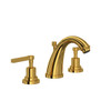 Rohl A1208LMULB-2 Lombardia C-Spout Widespread Bathroom Faucet with Metal Lever Handle, Unlacquered Brass