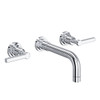 Rohl A2207LMAPCTO-2 Lombardia Wall Mount Widespread Bathroom Faucet with Metal Lever Handle, Polished Chrome