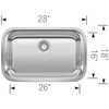 18-in x 28-in Stainless Steel 5.5-in Deep 18-Gauge Kitchen Sink, in Refined Brushed 18-in x 28-in Stainless Steel 5.5-in Deep 18-Gauge Kitchen Sink, in Refined Brushed