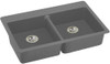 33" x 22" x 5-1/2" Quartz Drop-in ADA Sink with Perfect Drain in Greystone