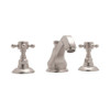 High Neck Widespread Lavatory Faucet with Cross Handles Pop-Up and Hex Spout in Satin Nickel