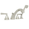 Rohl A1904LMPN 4-Hole Deck Mount Tub Filler with Metal Lever Handshower in Polished Nickel