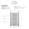 Transolid SWK363696-27V SaraMar 36-in x 36-in x 96-in Glue to Wall 3-Piece Shower Wall Trimmable Kit, Grey Beach Velvet