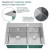 KKM-DTDO332210-FR2 Diamond Sink Kit with 60/40 Double Bowls, Micro Dual Mount Installation, 2 Pre-Drilled Holes, Magnetic Accessories Kit, and Drain Kit