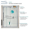 Semi-frameless bypass shower door with a brushed nickel frame and a low iron glass texture with Riley handles 56-60-in W x 80-in H