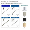 Semi-frameless bypass shower door with a brushed nickel frame and a low iron glass texture with Riley handles 56-60-in W x 80-in H