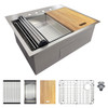 Transolid KWSST272210-5 27-in X 22-in X 10-in 18-Gauge Drop-in Stainless Steel Kitchen Workstation Sink with 5 Faucet Holes