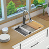 Transolid KWSST302210-1 30-in X 22-in X 10-in 18-Gauge Drop-in Stainless Steel Kitchen Workstation Sink with 1 Faucet Hole