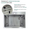 Transolid KWSST302210-1 30-in X 22-in X 10-in 18-Gauge Drop-in Stainless Steel Kitchen Workstation Sink with 1 Faucet Hole