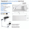 Transolid UATLN603020-L-MB Unity 60-in x 30-in x 20-in Alcove Acrylic Bathtub Kit With Left Hand Drain, White/Matte Black