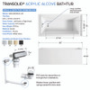 Transolid UATLN603020-R-PC Unity 60-in x 30-in x 20-in Alcove Acrylic Bathtub Kit With Right Hand Drain, White/Polished Chrome