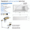 Transolid UATLN603217-R-CB Unity AFR 60-in x 32-in x 17-in Alcove Acrylic Bathtub Kit With Right Hand Drain, White/Champagne Bronze
