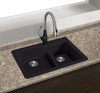 33" X 22" X 10" Double Offset Drop-in Installation with 5 BACDE Faucet Holes, In Black