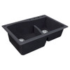 33" X 22" X 10" Double Offset Drop-in Installation with 5 BACDE Faucet Holes, In Black