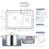 33" X 22" X 10" Double Offset Drop-in Installation with 2 BE Faucet Holes, In Grey