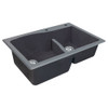 33" X 22" X 10" Double Offset Drop-in Installation with 2 BE Faucet Holes, In Grey