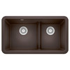 33" Farmhouse/Apron Front Kitchen Sink with Low Divide in Cafe