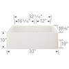 33" Farmhouse/Apron Front Kitchen Sink with Low Divide in White 33" Farmhouse/Apron Front Kitchen Sink with Low Divide in White