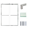 Frameless bypass shower door in polished chrome frame finish with smooth clear glass texture and classic Riley handles 60-in W x 80-in H