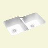 32.75-in D x 21.125-in W x 8.25-in H Solid Surface Undermount Double Bowl Kitchen Sink with 0-Hole in White