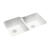 32.75-in D x 21.125-in W x 8.25-in H Solid Surface Undermount Double Bowl Kitchen Sink with 0-Hole in Tahiti White