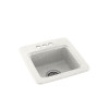 15-in D x 15-in W x 6-in H Solid Surface Drop-in Bar Sink with 3-Holes in Bisque