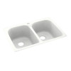 33-in D x 22-in W x 10.5-in H Solid Surface Dual Mount Double Bowl Kitchen Sink with 1-Hole in Tahiti White
