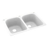 33-in D x 22-in W x 10.5-in H Solid Surface Dual Mount Double Bowl Kitchen Sink with 3-Hole in White