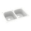 33-in D x 22-in W x 10.5-in H Solid Surface Dual Mount Double Bowl Kitchen Sink with 3-Hole in Tahiti White