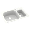 Swan KS03322LS.011-2B 33-in D x 22-in W x 9.75-in H Solid Surface Dual Mount Double Bowl Kitchen Sink with 2-Hole in Tahiti White