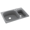 KS03322LS.042-2B 33-in D x 22-in W x 9.75-in H Solid Surface Dual Mount Double Bowl Kitchen Sink with 2-Hole in Gray Granite