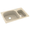 KS03322LS.050-2B 33-in D x 22-in W x 9.75-in H Solid Surface Dual Mount Double Bowl Kitchen Sink with 2-Hole in Tahiti Desert