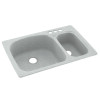 33-in D x 22-in W x 9.75-in H Solid Surface Dual Mount Double Bowl Kitchen Sink with 3-Hole in Tahiti Gray