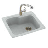 25-in D x 22-in W x 9.5-in H Solid Surface Dual Mount Single Bowl Kitchen Sink with 1-Hole in Tahiti Gray