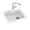 25-in D x 22-in W x 9.5-in H Solid Surface Dual Mount Single Bowl Kitchen Sink with 1-Hole in Tahiti Ivory