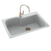 33-in D x 22-in W x 10.563-in H Solid Surface Dual Mount Single Bowl Kitchen Sink with 1-Hole in Tahiti Gray