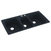 44-in D x 22-in W x 9.5-in H Solid Surface Dual Mount Triple Bowl Kitchen Sink with 2-Hole in Black Galaxy