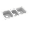 44-in D x 22-in W x 9.5-in H Solid Surface Dual Mount Triple Bowl Kitchen Sink with 4-Hole in Tahiti White