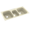 44-in D x 22-in W x 9.5-in H Solid Surface Dual Mount Triple Bowl Kitchen Sink with 4-Hole in Bone