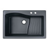 QZ03322AD.077-2B 33-in D x 22-in W x 5.625-in H Granite Dual Mount Single Bowl Kitchen Sink with 2-Hole in Nero