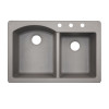 Swan QZ03322DB.173-3 33-in D x 22-in W x 9.5-in H Granite Dual Mount Double Bowl Kitchen Sink with 3-Hole in Metallico
