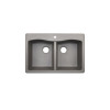 33-in D x 22-in W x 9.063-in H Granite Dual Mount Double Bowl Kitchen Sink with 1-Hole in Metallico