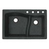 33-in D x 22-in W x 5.625-in H Granite Dual Mount Double Bowl Kitchen Sink with 4-Hole in Nero