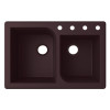 33-in D x 22-in W x 9.563-in H Granite Dual Mount Double Bowl Kitchen Sink with 4-Hole in Espresso