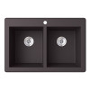 33-in D x 22-in W x 9.563-in H Granite Dual Mount Double Bowl Kitchen Sink with 1-Hole in Nero
