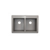 33-in D x 22-in W x 9.563-in H Granite Dual Mount Double Bowl Kitchen Sink with 1-Hole in Metallico