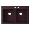 33-in D x 22-in W x 9.563-in H Granite Dual Mount Double Bowl Kitchen Sink with 2-Hole in Espresso