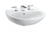26-in Wall Mounted Bathroom Sink with 3 Faucet Holes Drilled, Overflow and SanaGloss Ceramic Glaze in Cotton 26-in Wall Mounted Bathroom Sink with 3 Faucet Holes Drilled, Overflow and SanaGloss Ceramic Glaze in Cotton